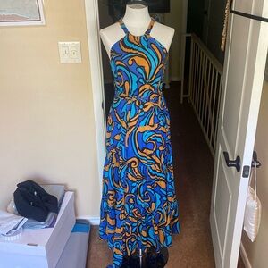 ZARA Multi Colored Patterned Dress w Waist Tie
